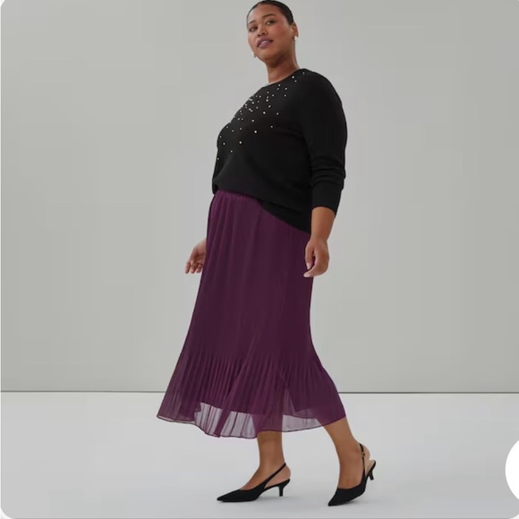 Joe Fresh Dresses & Skirts - NWT Joe Fresh Pleated Chiffon Plum Midi Skirt 1X